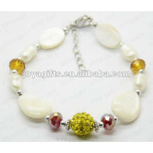 Moda 2012 Joya perla blanca Shell rebordeada tobillera